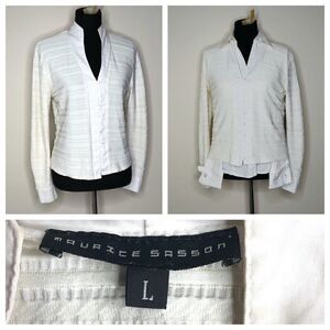 Maurice Sassoon Beige Long-Sleeve Cardigan Jacket Top
